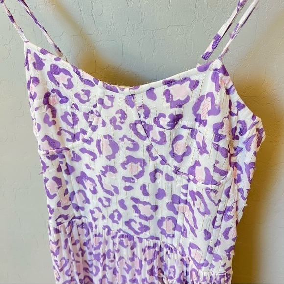 Rococo Sand Avana Midi ruffled corset dress, high low hem, leopard print, sz M - Picture 11 of 17